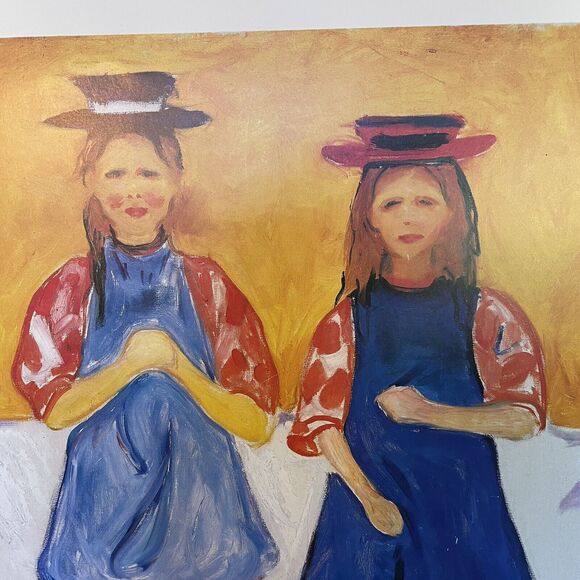 Edvard Munch Print 1863~Two Little Girls with Blue Aprons~RARE~READ DESCRIPTION - Picture 3 of 14